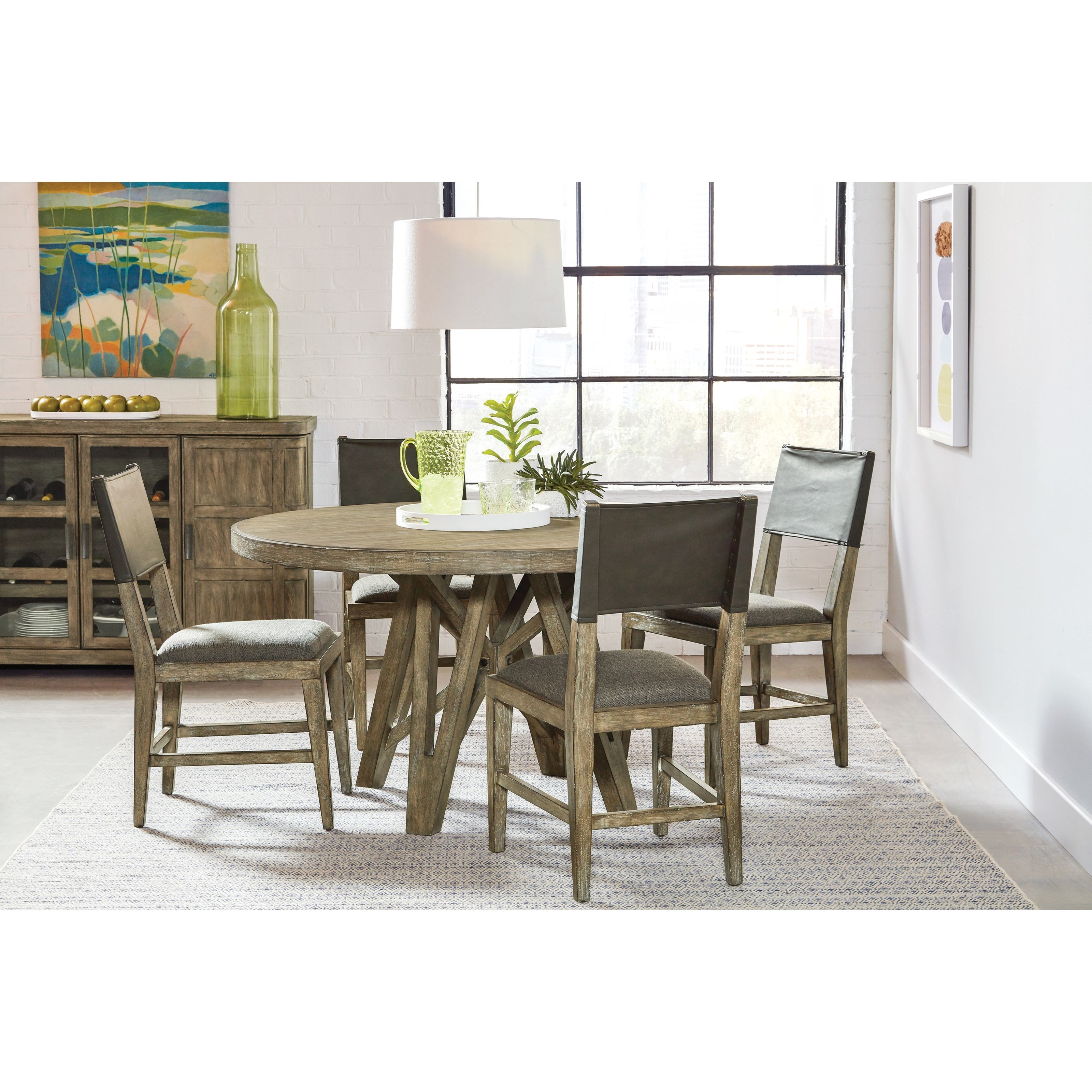 Riverside Furniture Milton Park 18654 Rustic Buffet with Wine Bottle